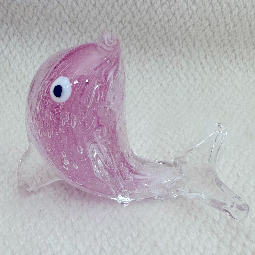 Glass Dolphin Figurine - Pink